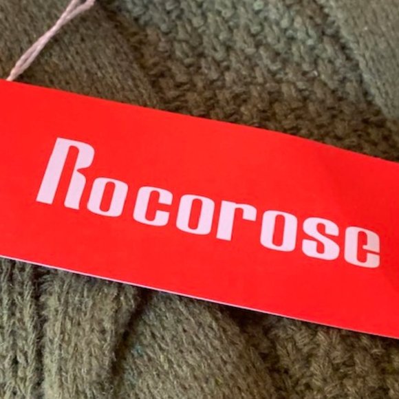 Rocorose Women's Army Green Long Sleeves Open Front Cable Knitted Cardigan M NWT - Picture 6 of 8